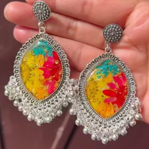 Rose petal's Resin jhumka