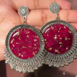 Rose petal's Resin jhumka