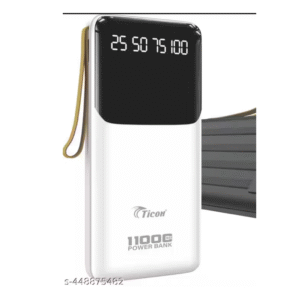 Ticon Ultron PowerBank White 11000 mAh (3.1A) Fast Charging with Display Inbuilt Cables Type C