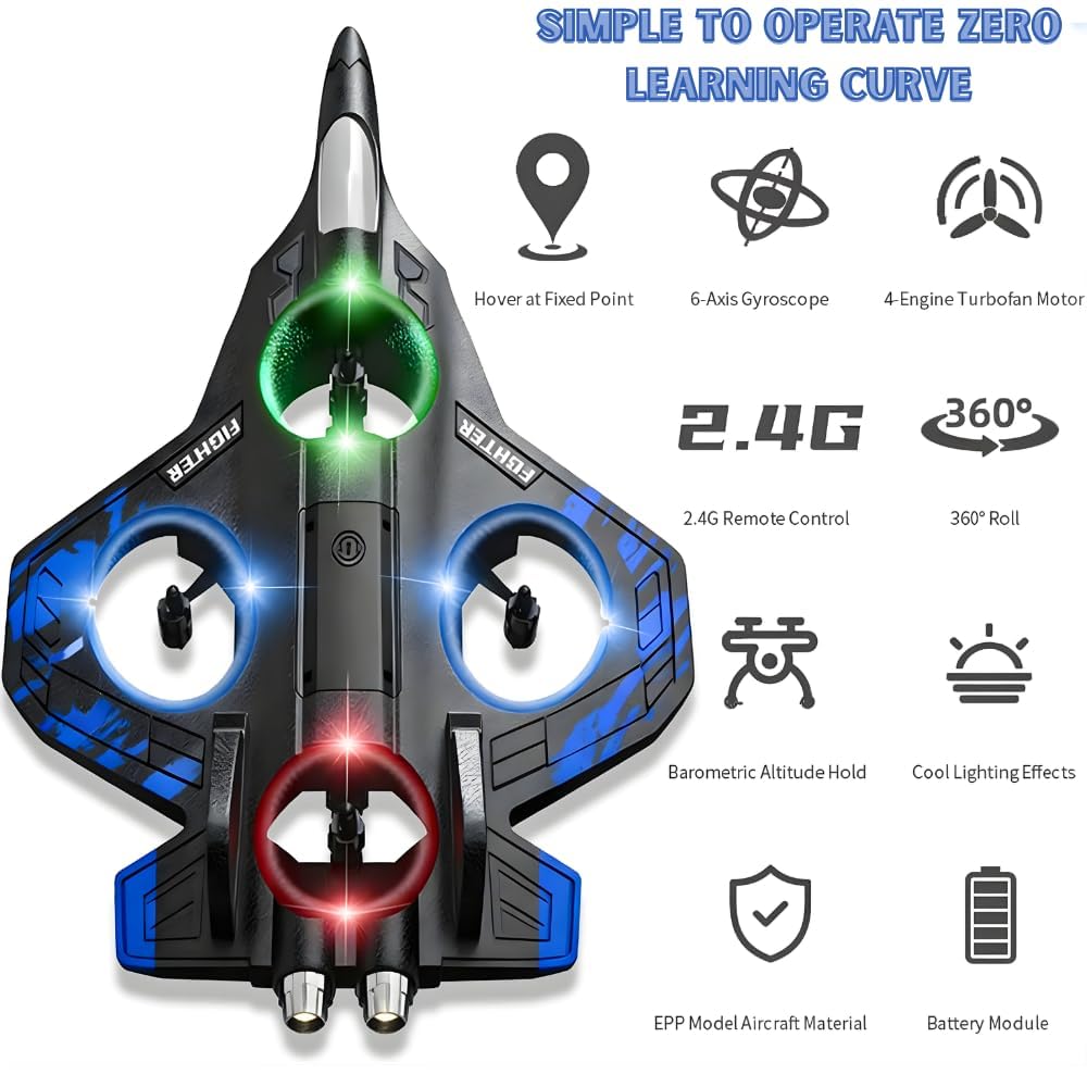 61DqdqSNgYL._SL1000_ Starfighter ZCVTO-Z3 futuristic toy airplane for kids, space fighter aircraft toy model, black and red jet plane toy, action airplane toy for boys and girls, Kartiki Mart