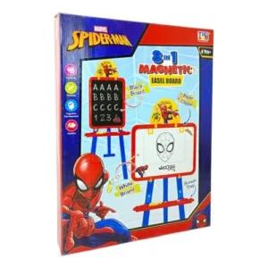 Spider-Man 8 in 1 Magnetic Easel Board for Kids with White Board, Black Board, Drawing Stand, Storage Tray and Learning Activities – Educational Drawing Board Toy for Children 4 Years and Above