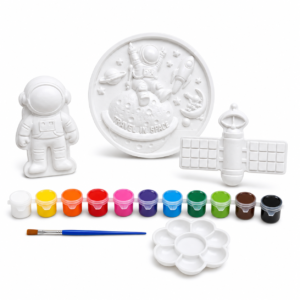 DIY Plaster Toy Kit Astronaut Big Pack for Kids with Astronaut, Satellite, Colours and Paint Brush